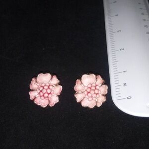 Pink Floral Earrings. Hollycraft